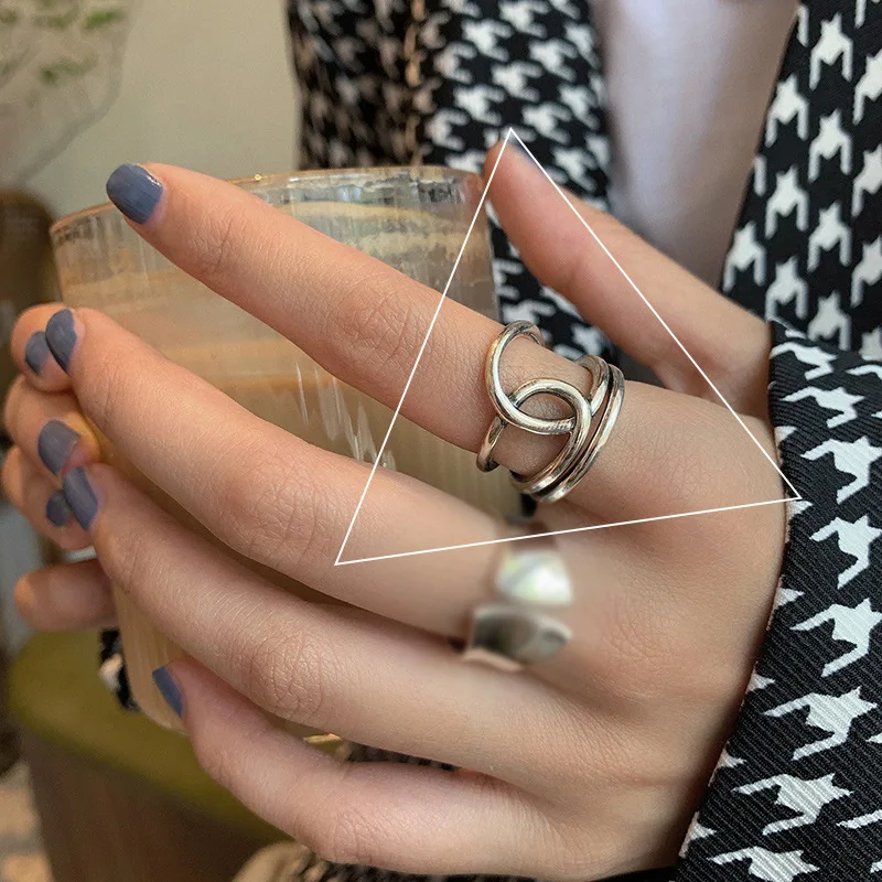 Women's 925 Sterling Silver Retro Open Ring, Unique Design